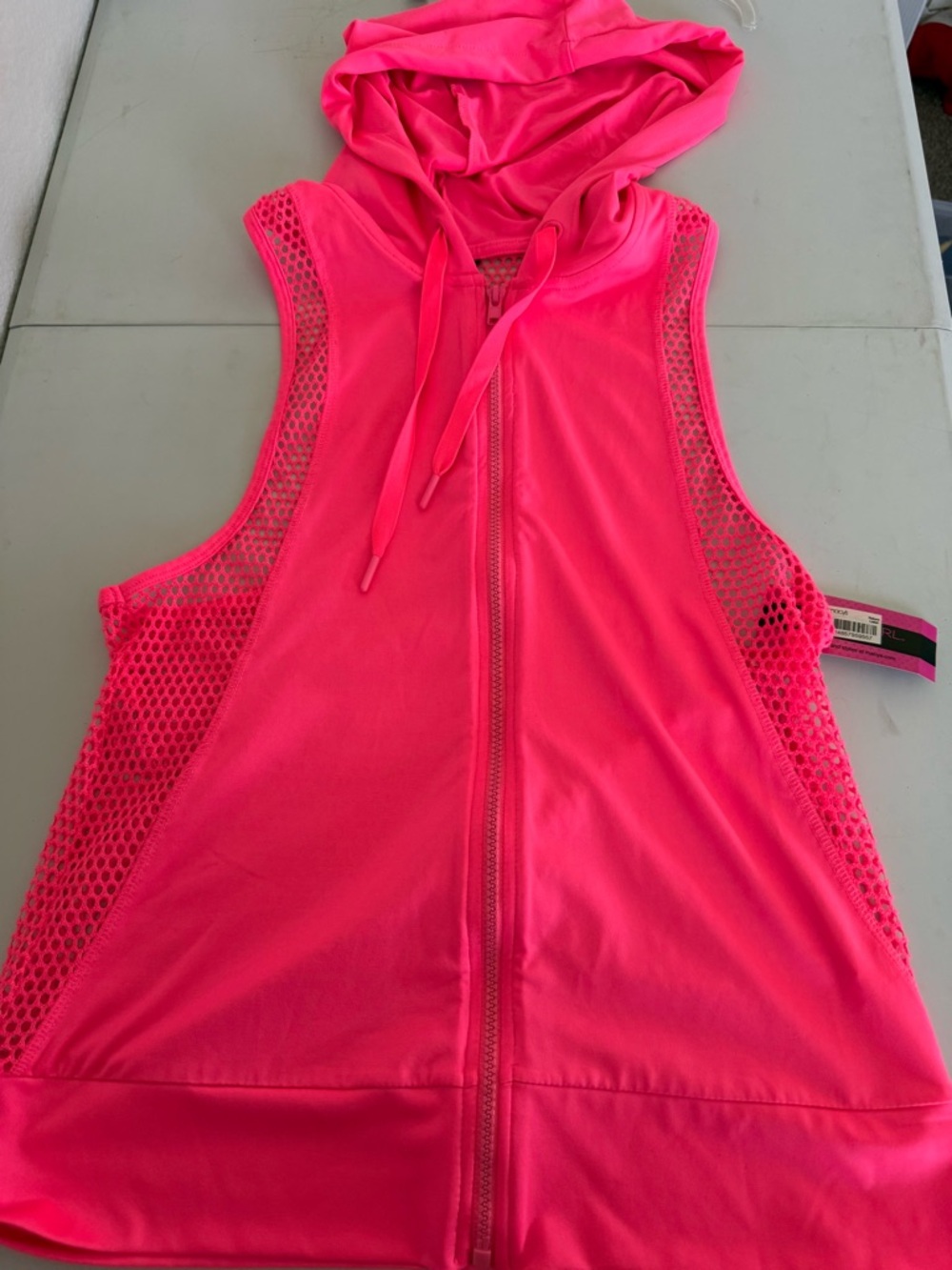 Small Hot Pink Sleeveless Hoodie Zip-Up